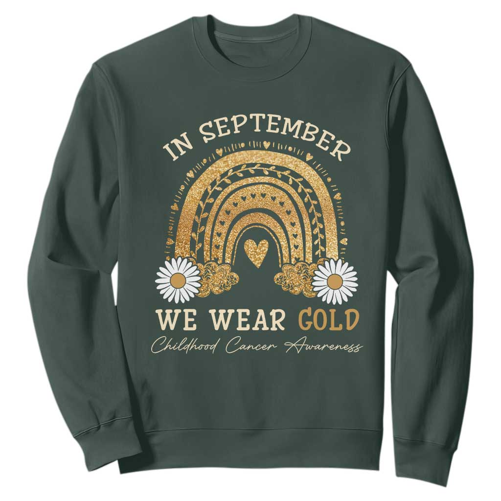 Childhood Cancer Warrior Support Sweatshirt In September We Wear Gold Rainbow