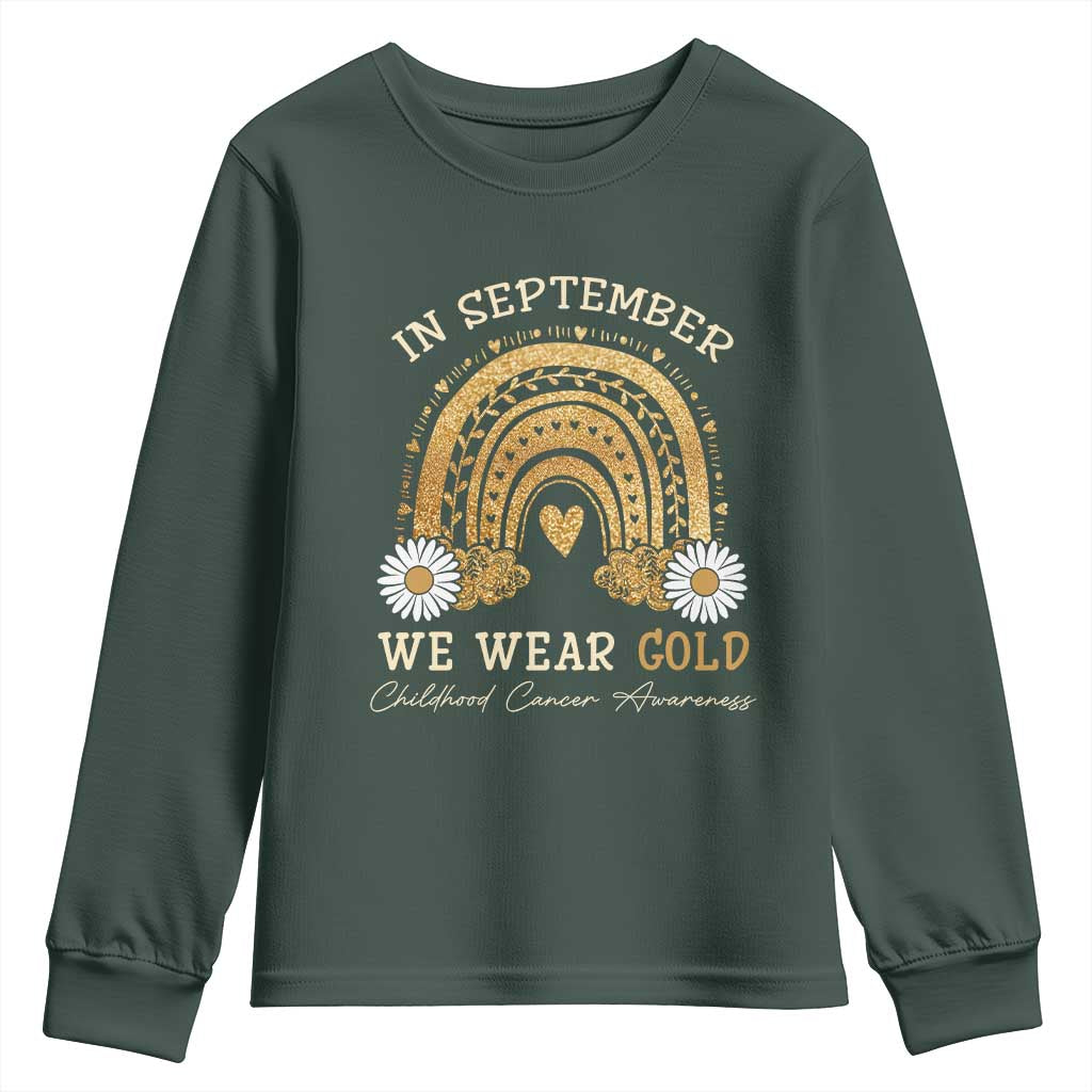 Childhood Cancer Warrior Support Youth Sweatshirt In September We Wear Gold Rainbow