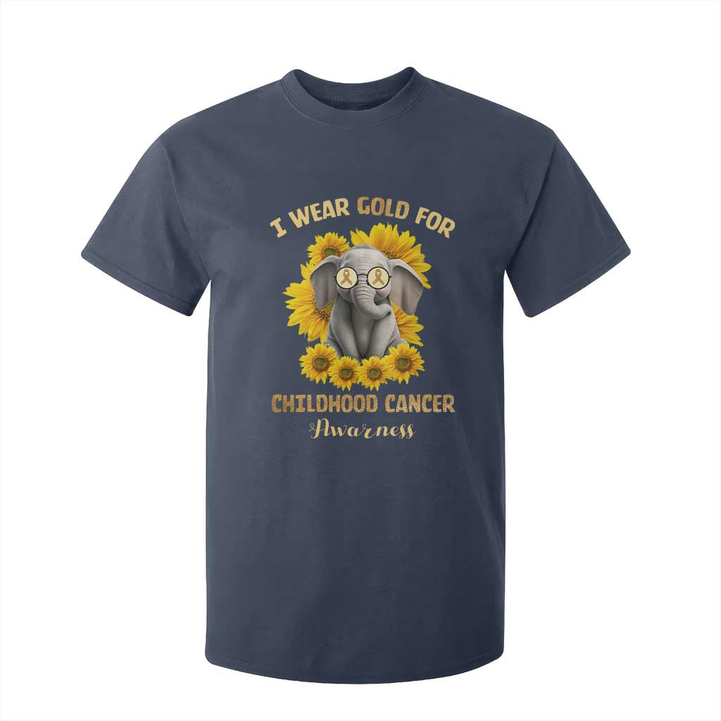 Childhood Cancer Warrior Support T Shirt For Kid Flowers Elephant I Wear Gold For
