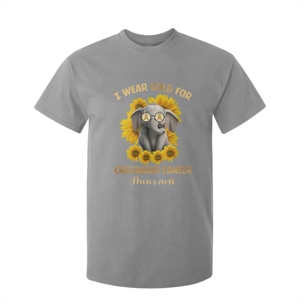 Childhood Cancer Warrior Support T Shirt For Kid Flowers Elephant I Wear Gold For
