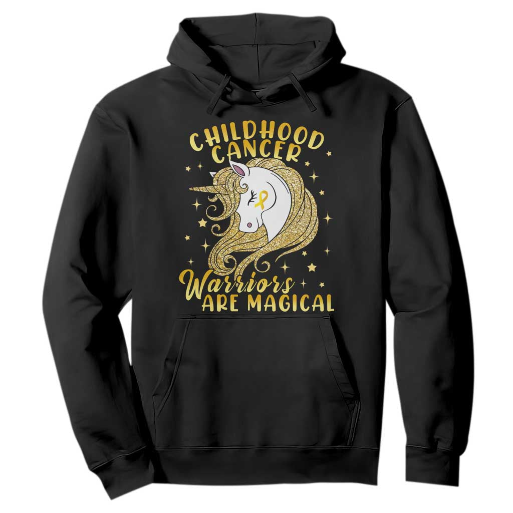 Childhood Cancer Warrior Support Hoodie Warriors Are Magical Unicorn Gold Ribbon