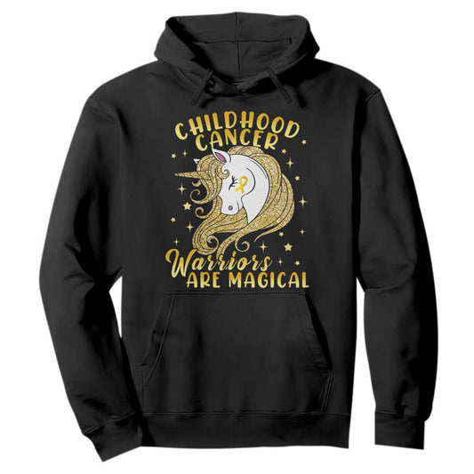 Childhood Cancer Warrior Support Hoodie Warriors Are Magical Unicorn Gold Ribbon