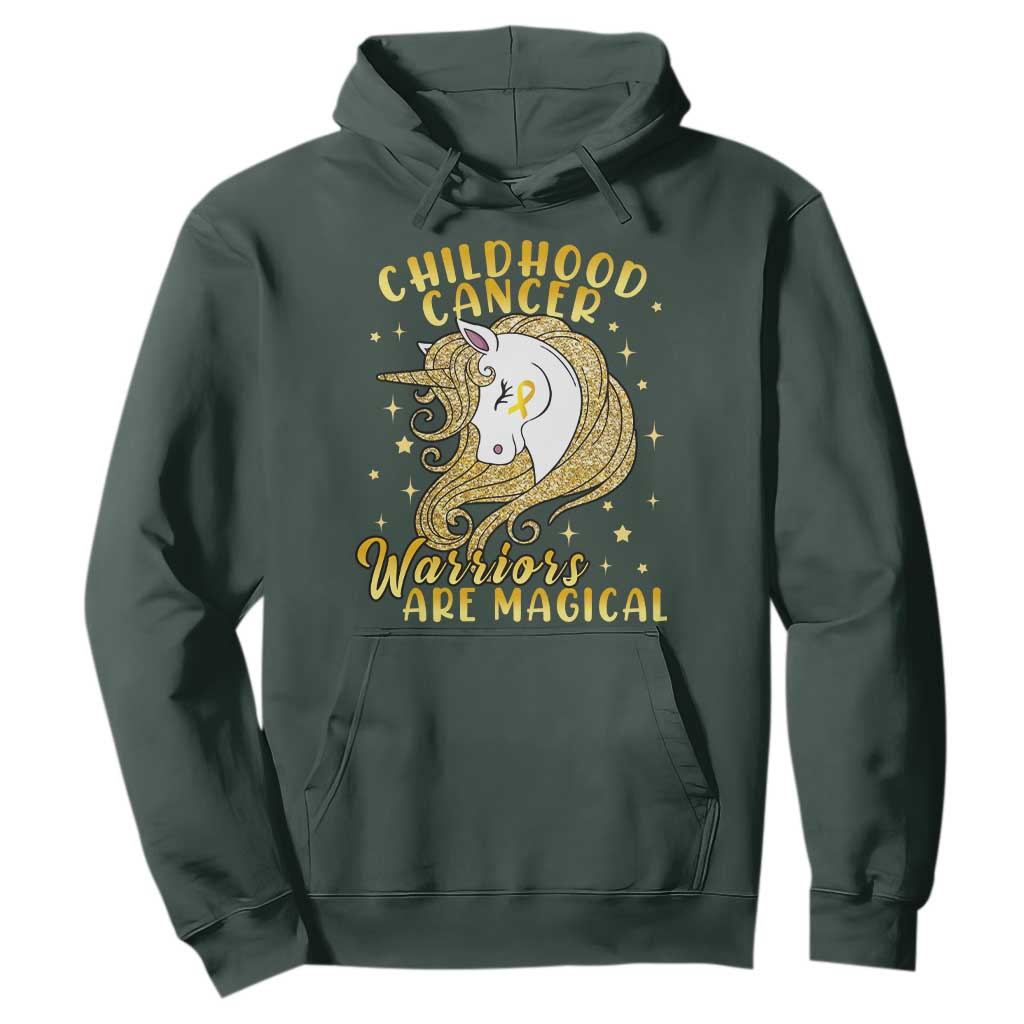 Childhood Cancer Warrior Support Hoodie Warriors Are Magical Unicorn Gold Ribbon