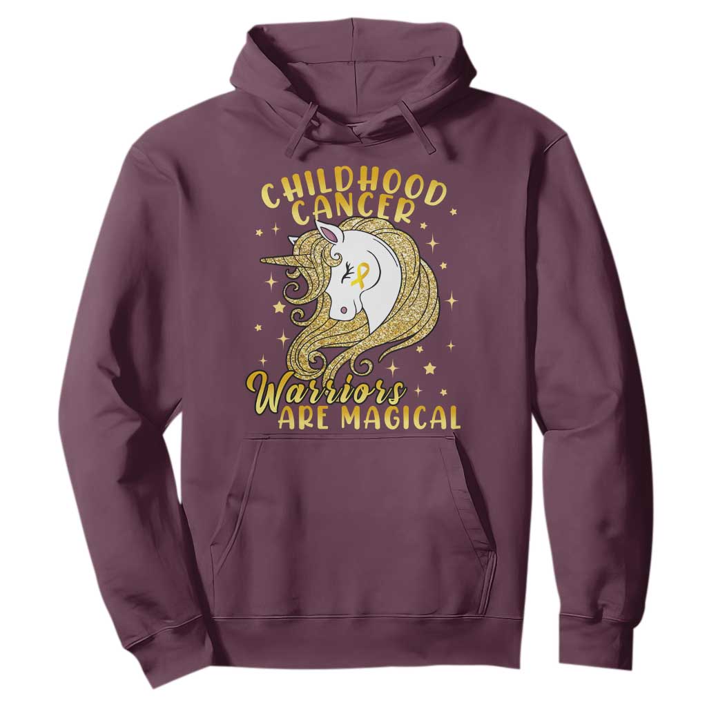 Childhood Cancer Warrior Support Hoodie Warriors Are Magical Unicorn Gold Ribbon