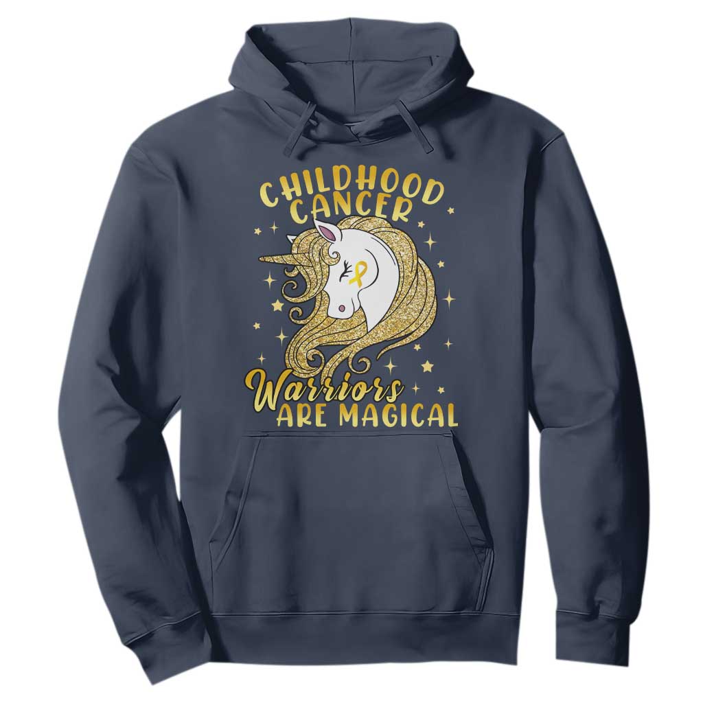 Childhood Cancer Warrior Support Hoodie Warriors Are Magical Unicorn Gold Ribbon