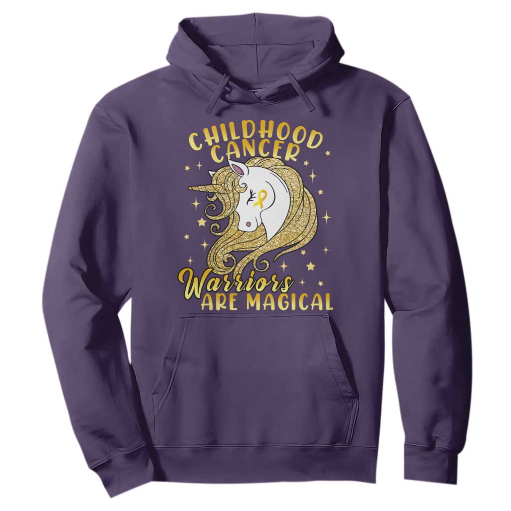 Childhood Cancer Warrior Support Hoodie Warriors Are Magical Unicorn Gold Ribbon