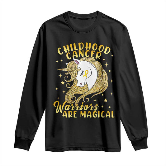Childhood Cancer Warrior Support Long Sleeve Shirt Warriors Are Magical Unicorn Gold Ribbon