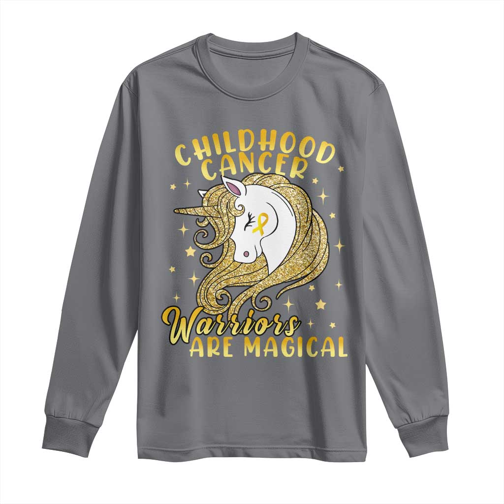 Childhood Cancer Warrior Support Long Sleeve Shirt Warriors Are Magical Unicorn Gold Ribbon