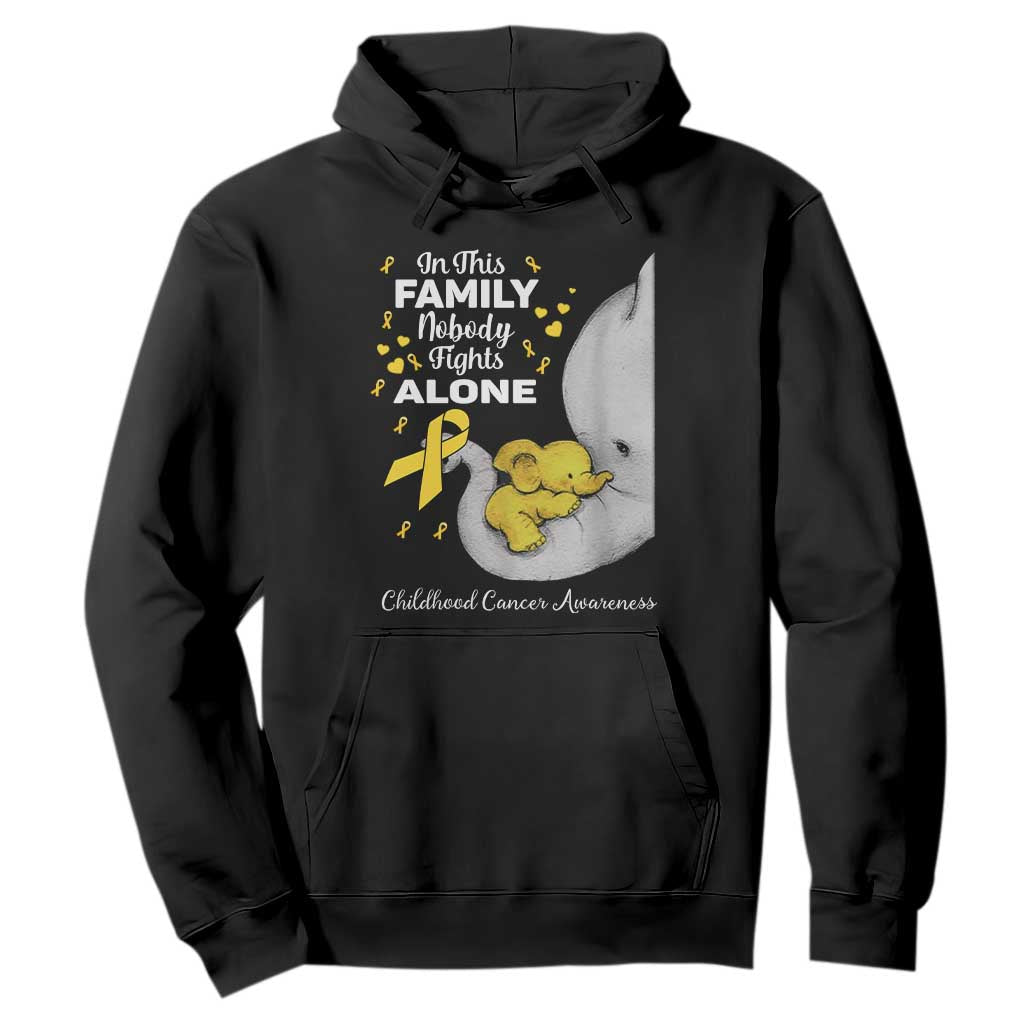 Childhood Cancer Warrior Support Hoodie In This Family Nobody Fights Alone Elephant