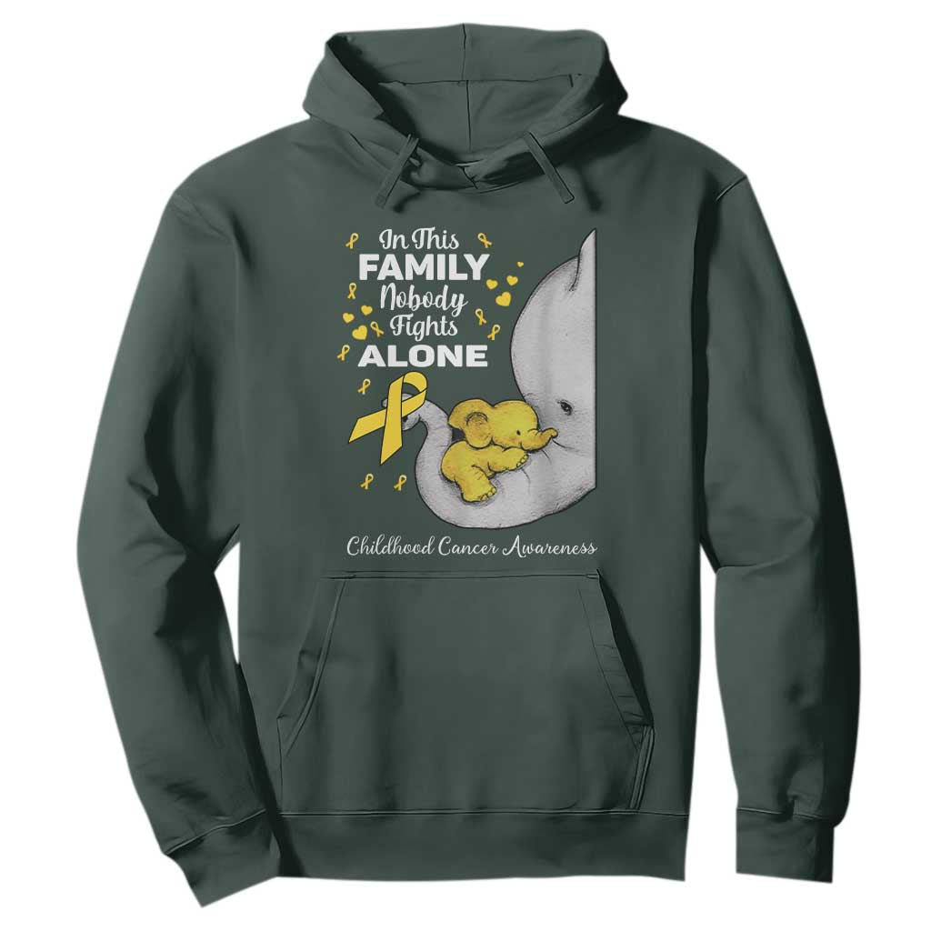 Childhood Cancer Warrior Support Hoodie In This Family Nobody Fights Alone Elephant