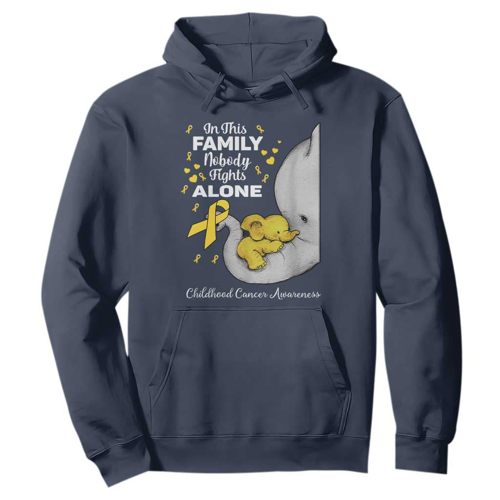 Childhood Cancer Warrior Support Hoodie In This Family Nobody Fights Alone Elephant