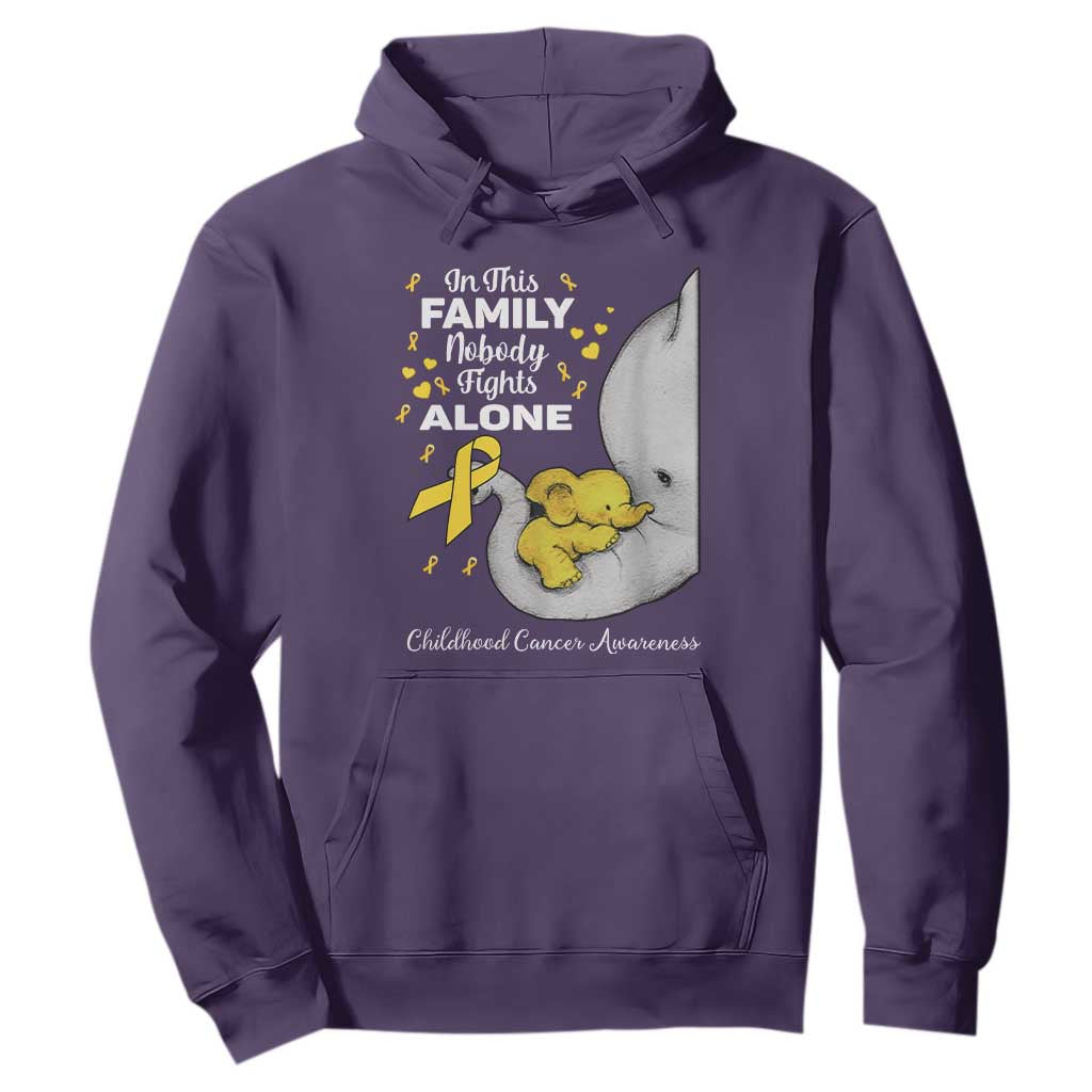 Childhood Cancer Warrior Support Hoodie In This Family Nobody Fights Alone Elephant