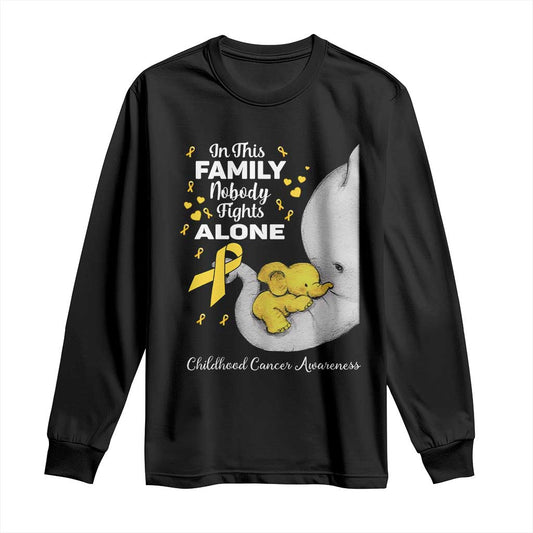Childhood Cancer Warrior Support Long Sleeve Shirt In This Family Nobody Fights Alone Elephant