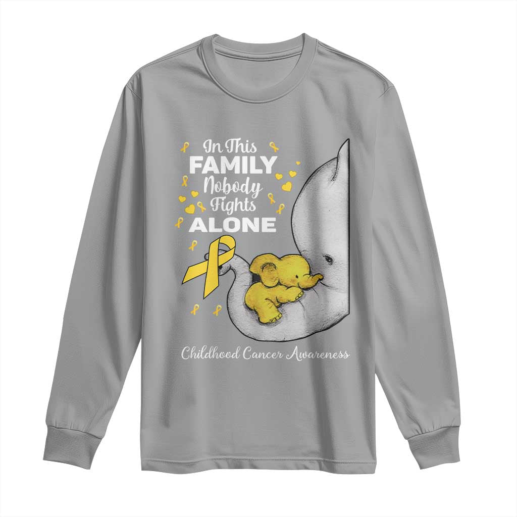 Childhood Cancer Warrior Support Long Sleeve Shirt In This Family Nobody Fights Alone Elephant