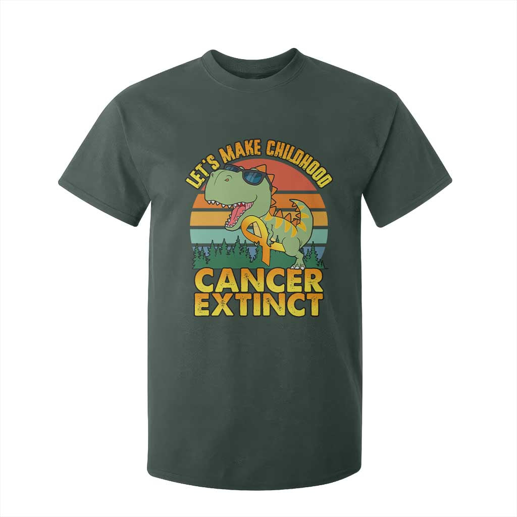 Childhood Cancer Warrior Support T Shirt For Kid Make Extinct Dinosaur Pediatric Cancer