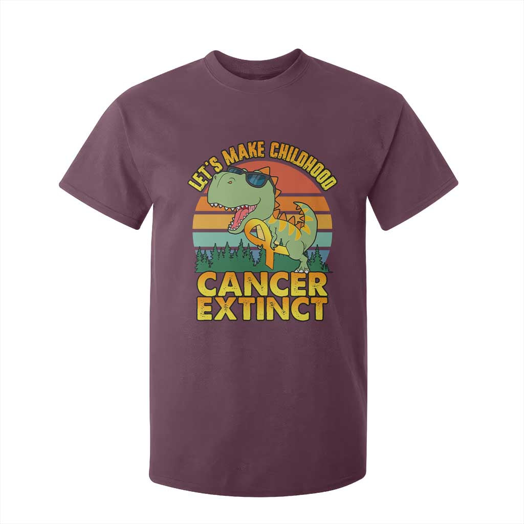 Childhood Cancer Warrior Support T Shirt For Kid Make Extinct Dinosaur Pediatric Cancer