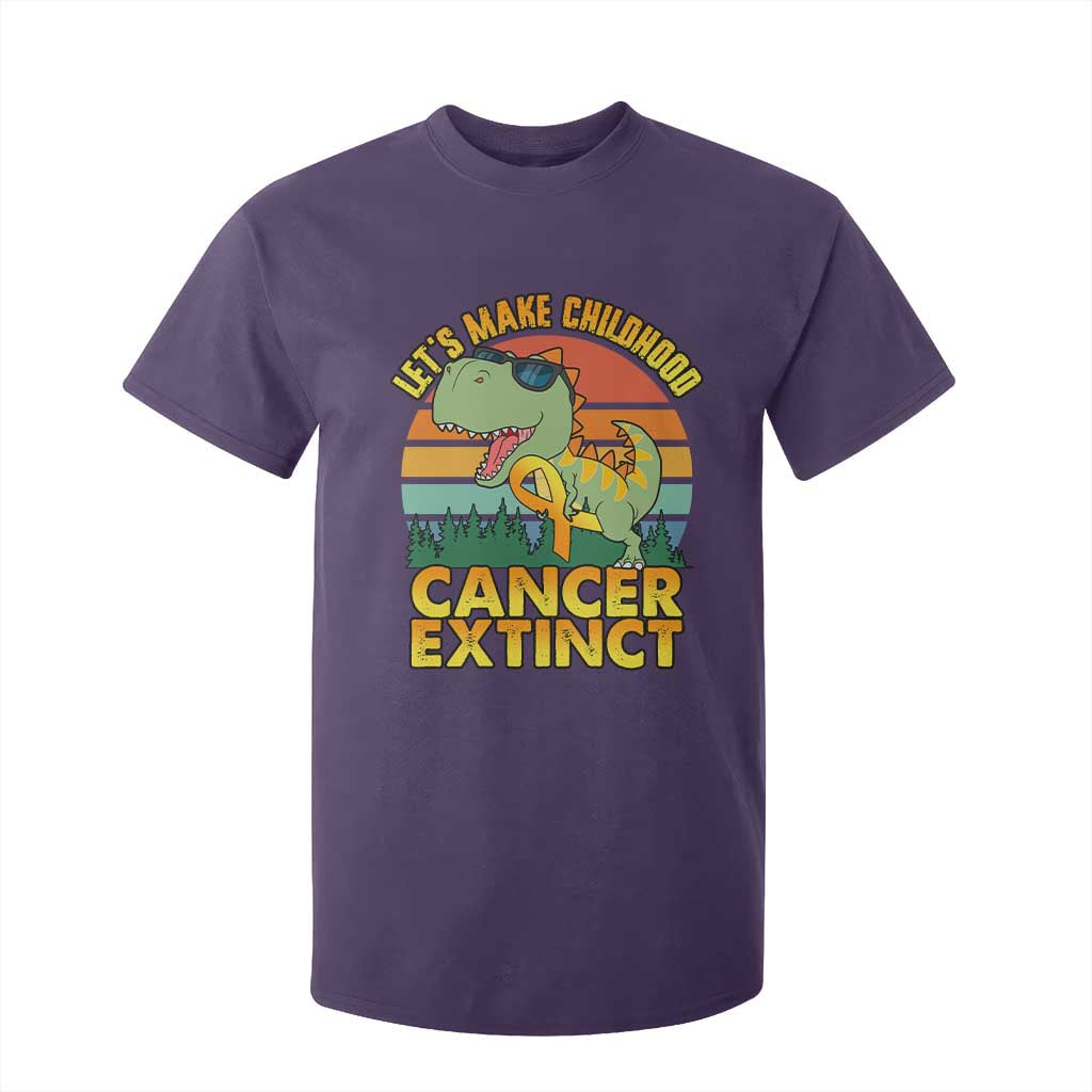 Childhood Cancer Warrior Support T Shirt For Kid Make Extinct Dinosaur Pediatric Cancer