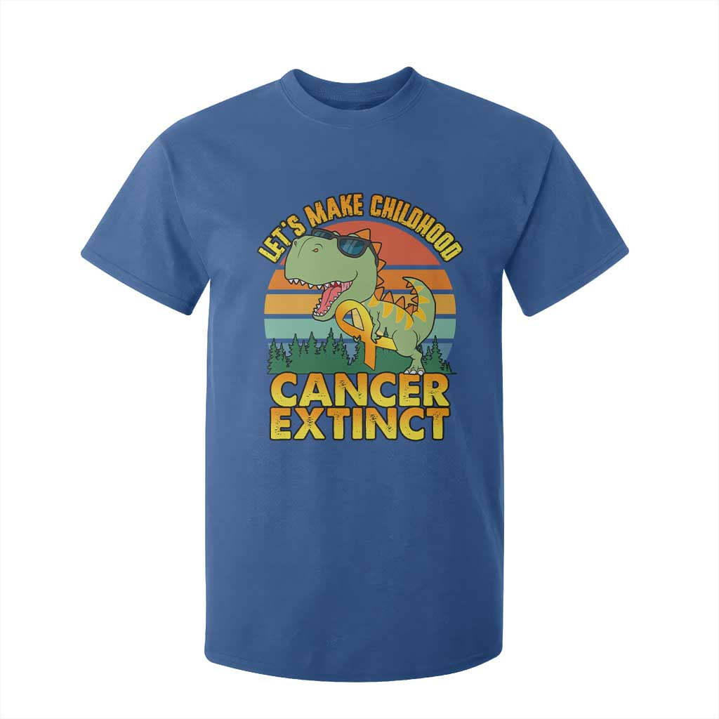 Childhood Cancer Warrior Support T Shirt For Kid Make Extinct Dinosaur Pediatric Cancer