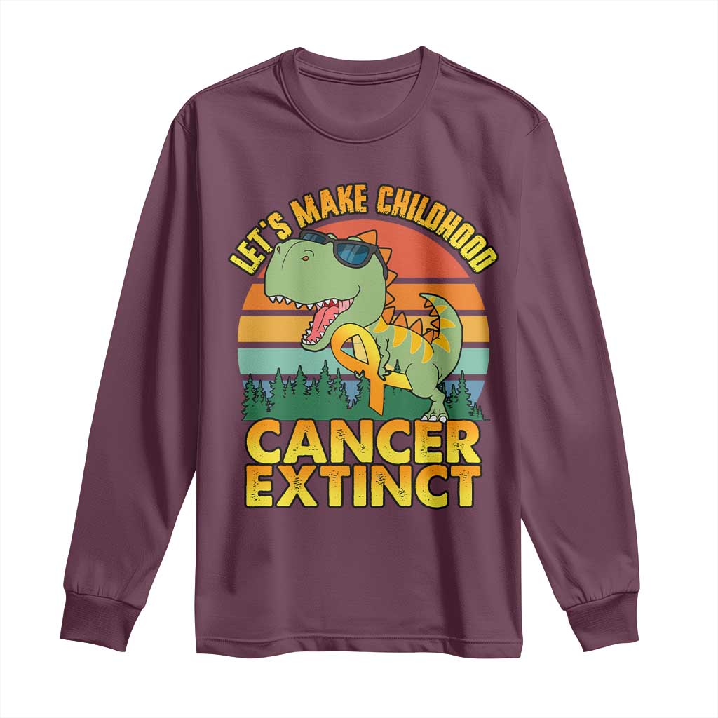 Childhood Cancer Warrior Support Long Sleeve Shirt Make Extinct Dinosaur Pediatric Cancer