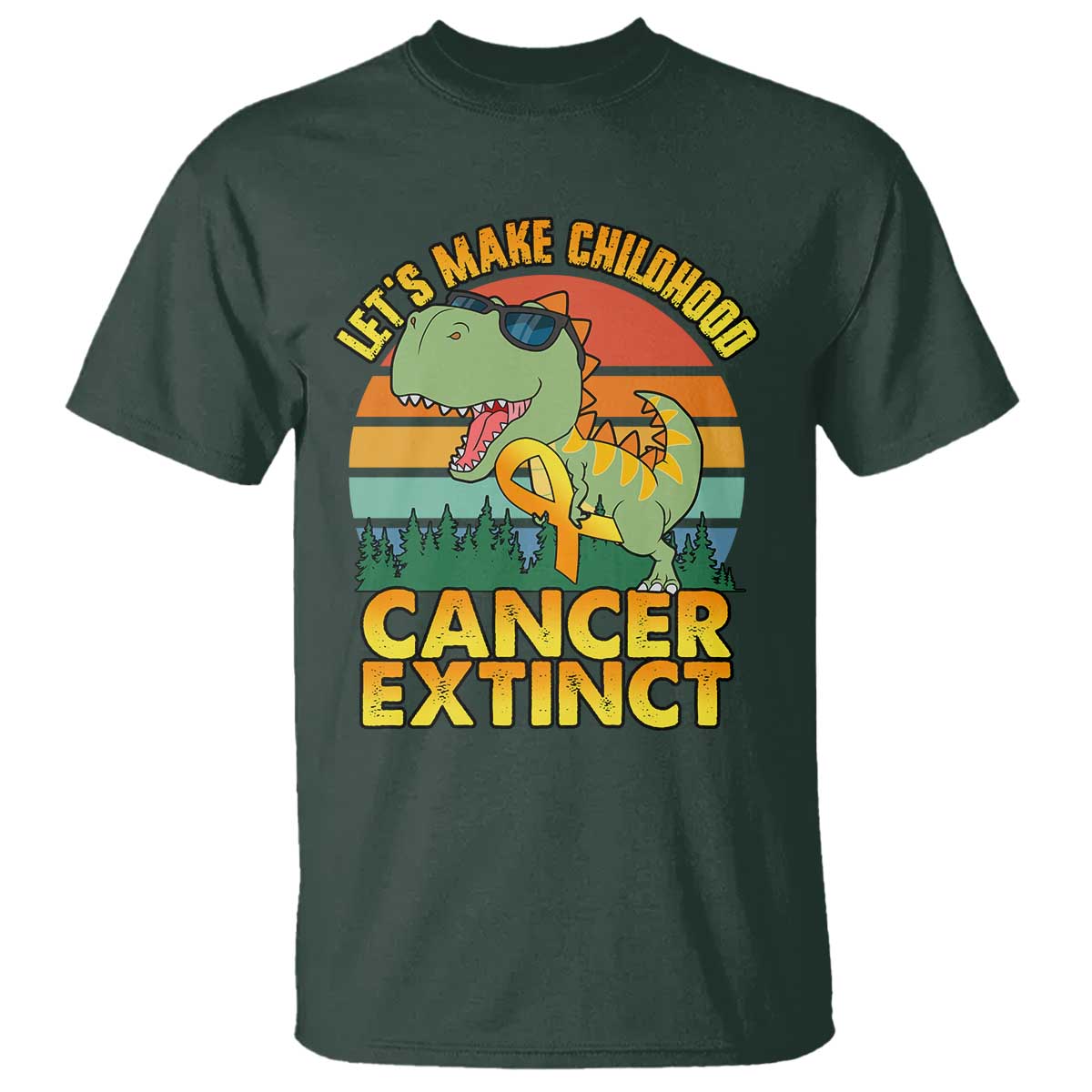 Childhood Cancer Warrior Support T Shirt Make Extinct Dinosaur Pediatric Cancer