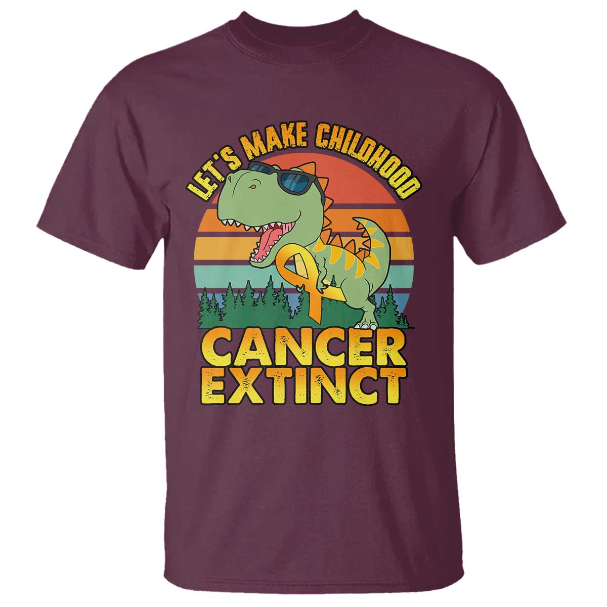 Childhood Cancer Warrior Support T Shirt Make Extinct Dinosaur Pediatric Cancer