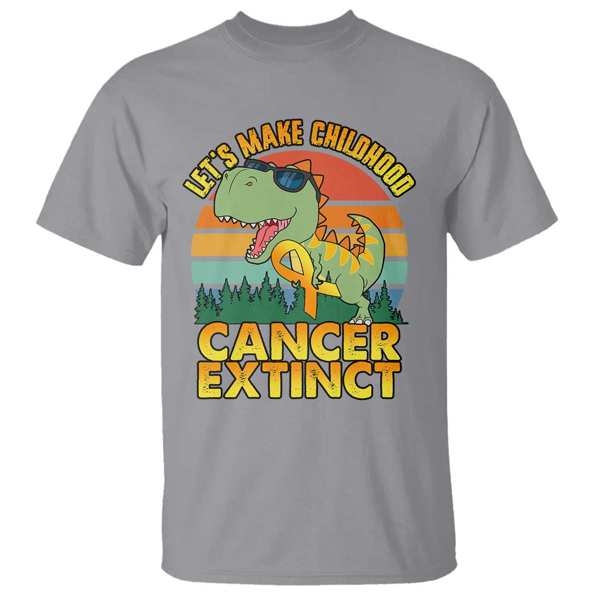Childhood Cancer Warrior Support T Shirt Make Extinct Dinosaur Pediatric Cancer