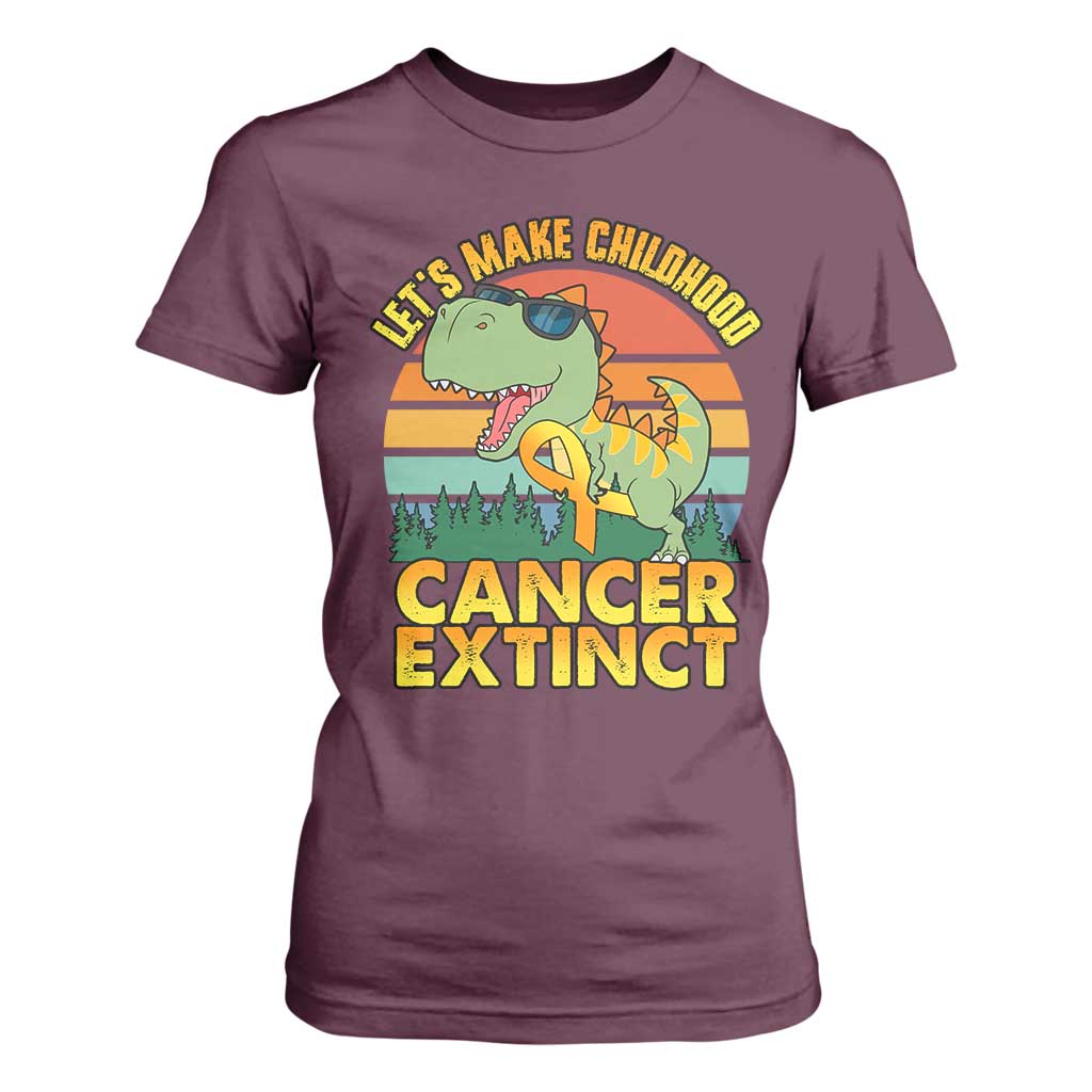 Childhood Cancer Warrior Support T Shirt For Women Make Extinct Dinosaur Pediatric Cancer