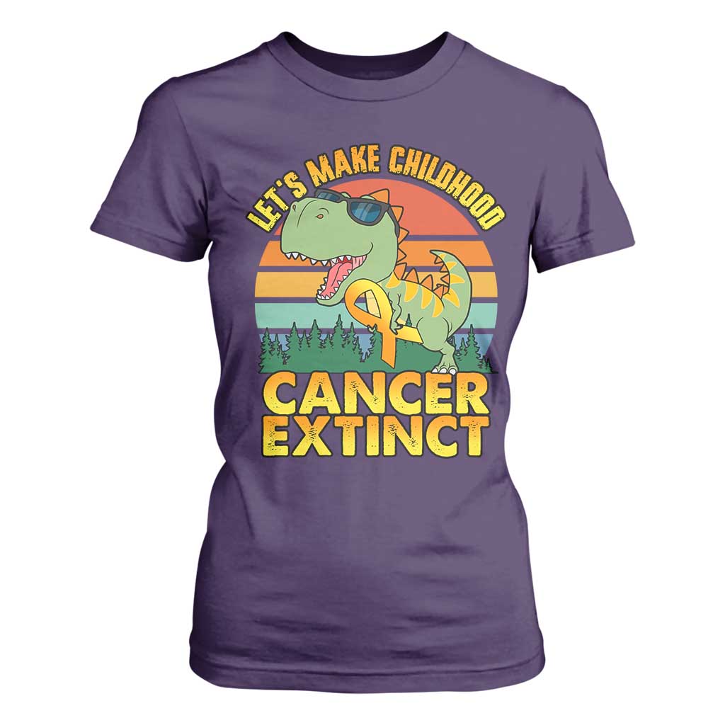 Childhood Cancer Warrior Support T Shirt For Women Make Extinct Dinosaur Pediatric Cancer