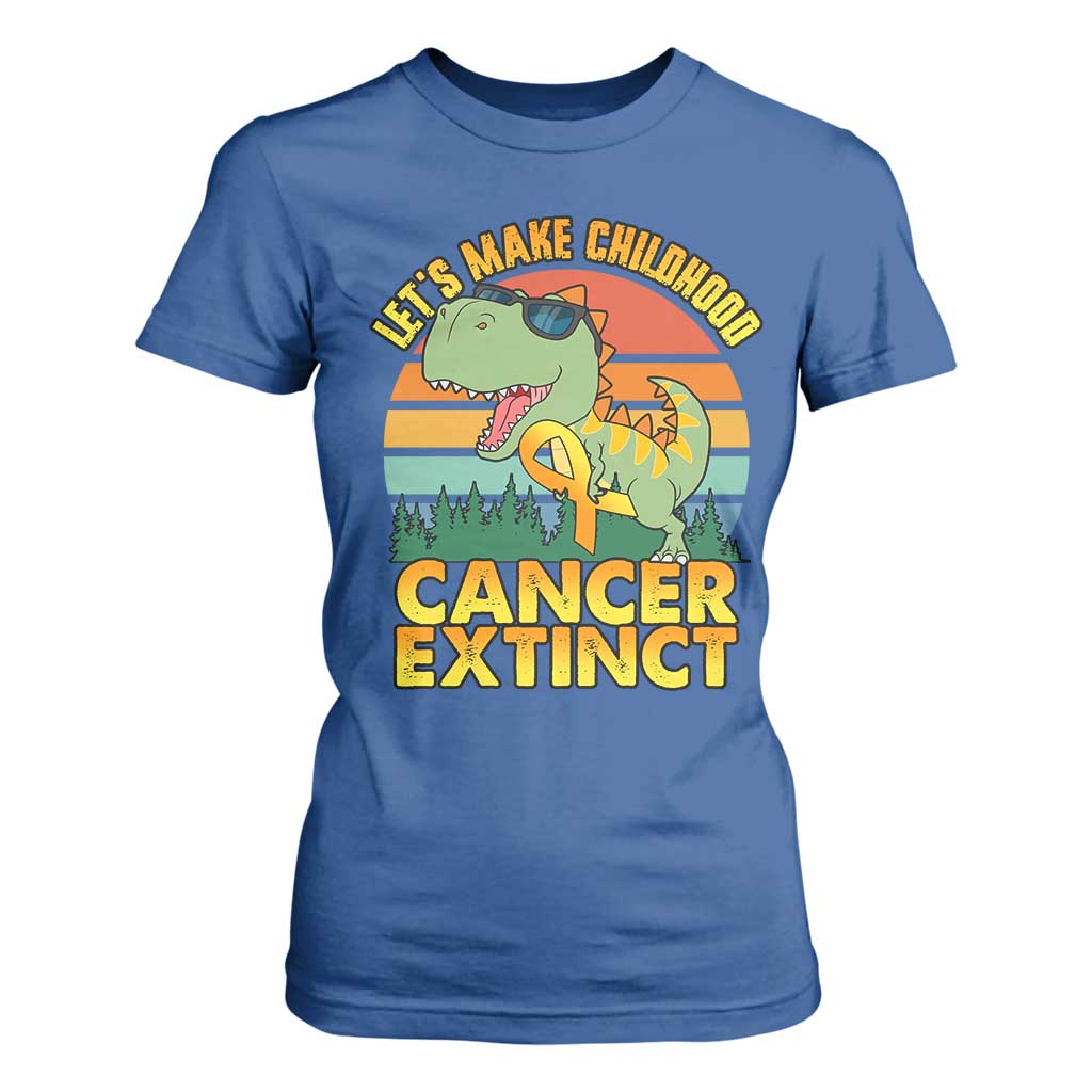 Childhood Cancer Warrior Support T Shirt For Women Make Extinct Dinosaur Pediatric Cancer