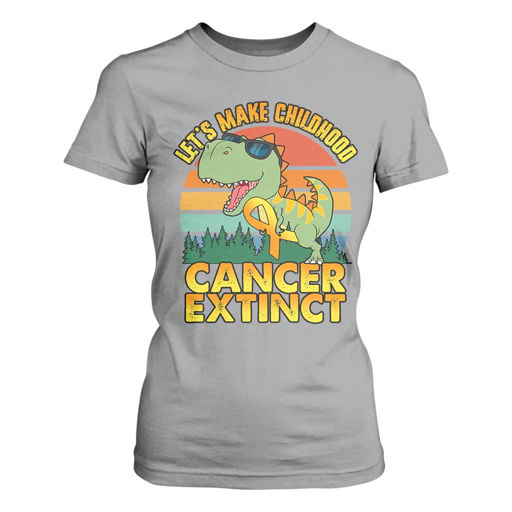 Childhood Cancer Warrior Support T Shirt For Women Make Extinct Dinosaur Pediatric Cancer
