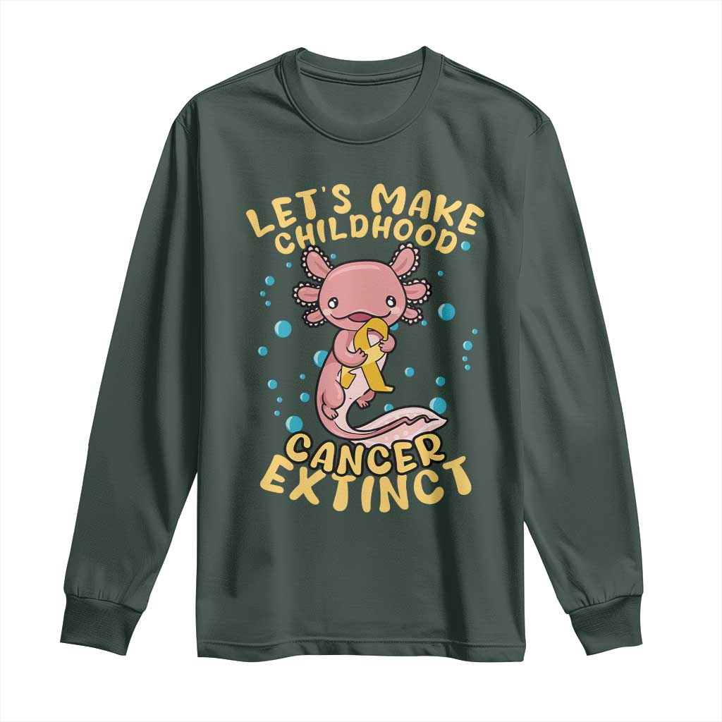 Childhood Cancer Warrior Support Long Sleeve Shirt Make Extinct Axolotl Pediatric Cancer
