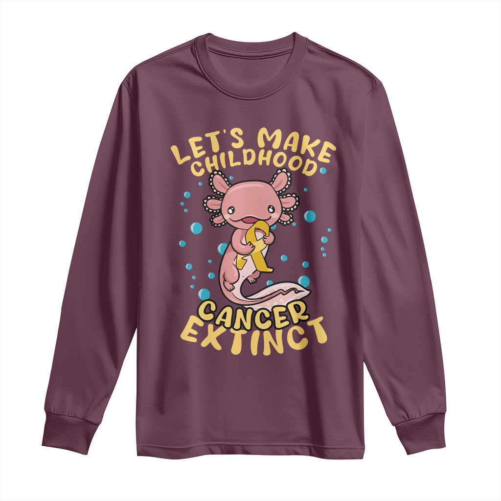 Childhood Cancer Warrior Support Long Sleeve Shirt Make Extinct Axolotl Pediatric Cancer