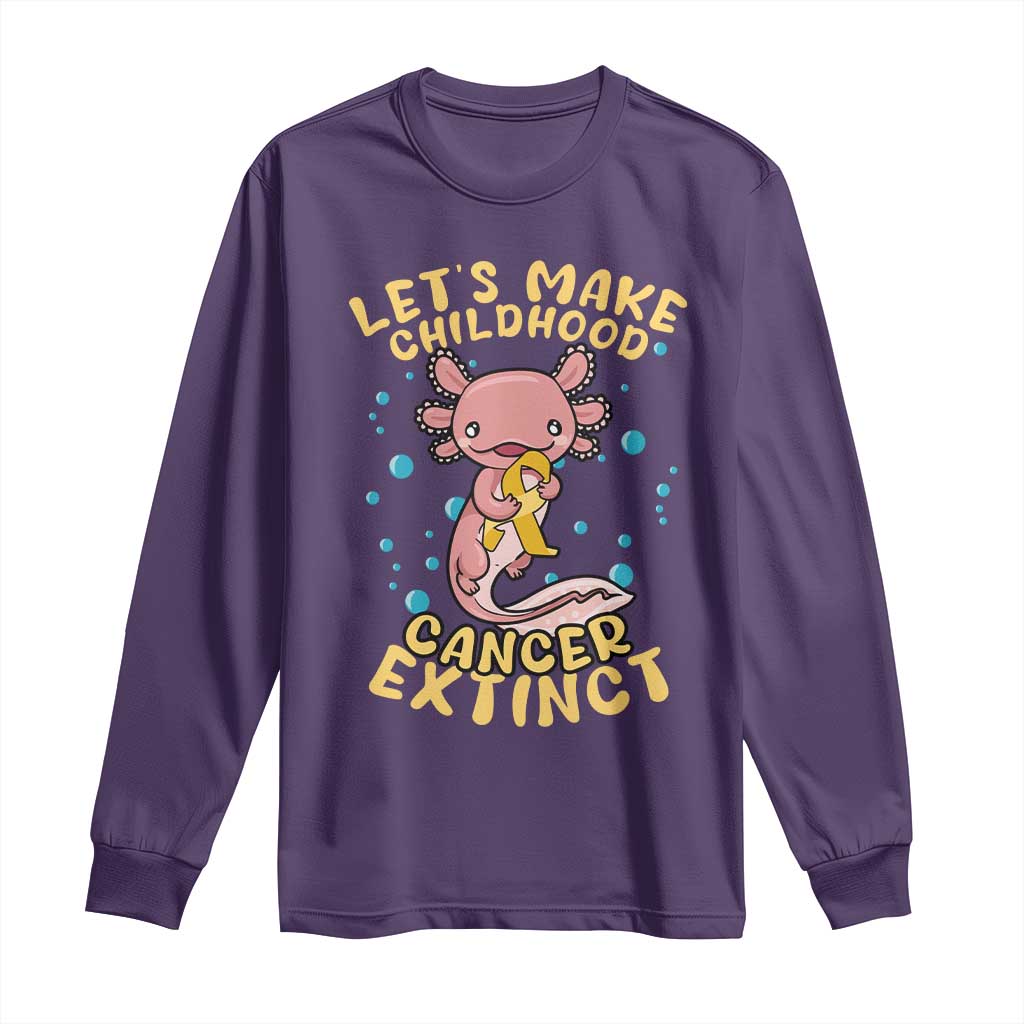 Childhood Cancer Warrior Support Long Sleeve Shirt Make Extinct Axolotl Pediatric Cancer