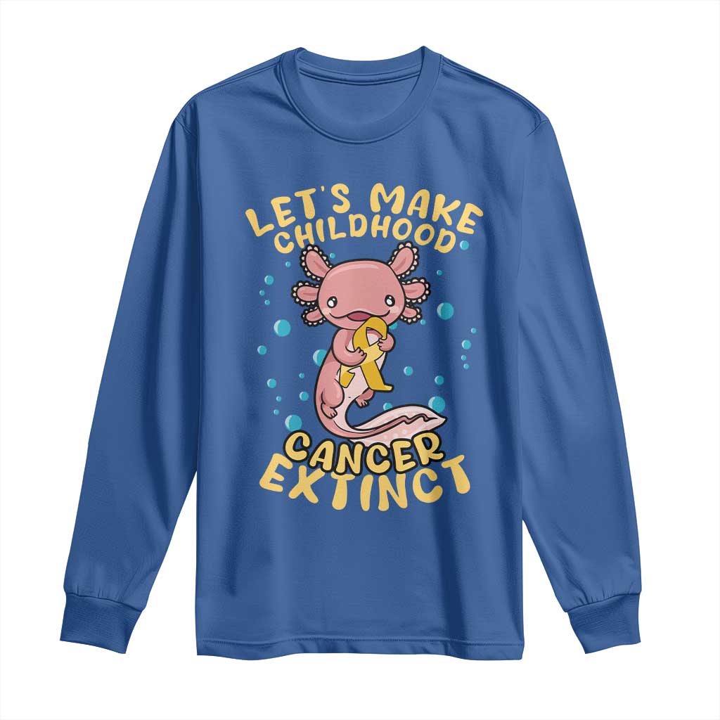 Childhood Cancer Warrior Support Long Sleeve Shirt Make Extinct Axolotl Pediatric Cancer