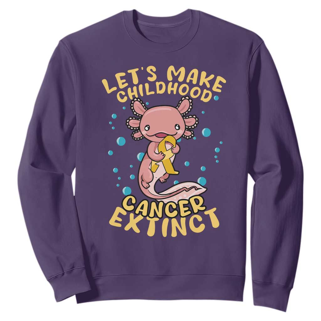 Childhood Cancer Warrior Support Sweatshirt Make Extinct Axolotl Pediatric Cancer