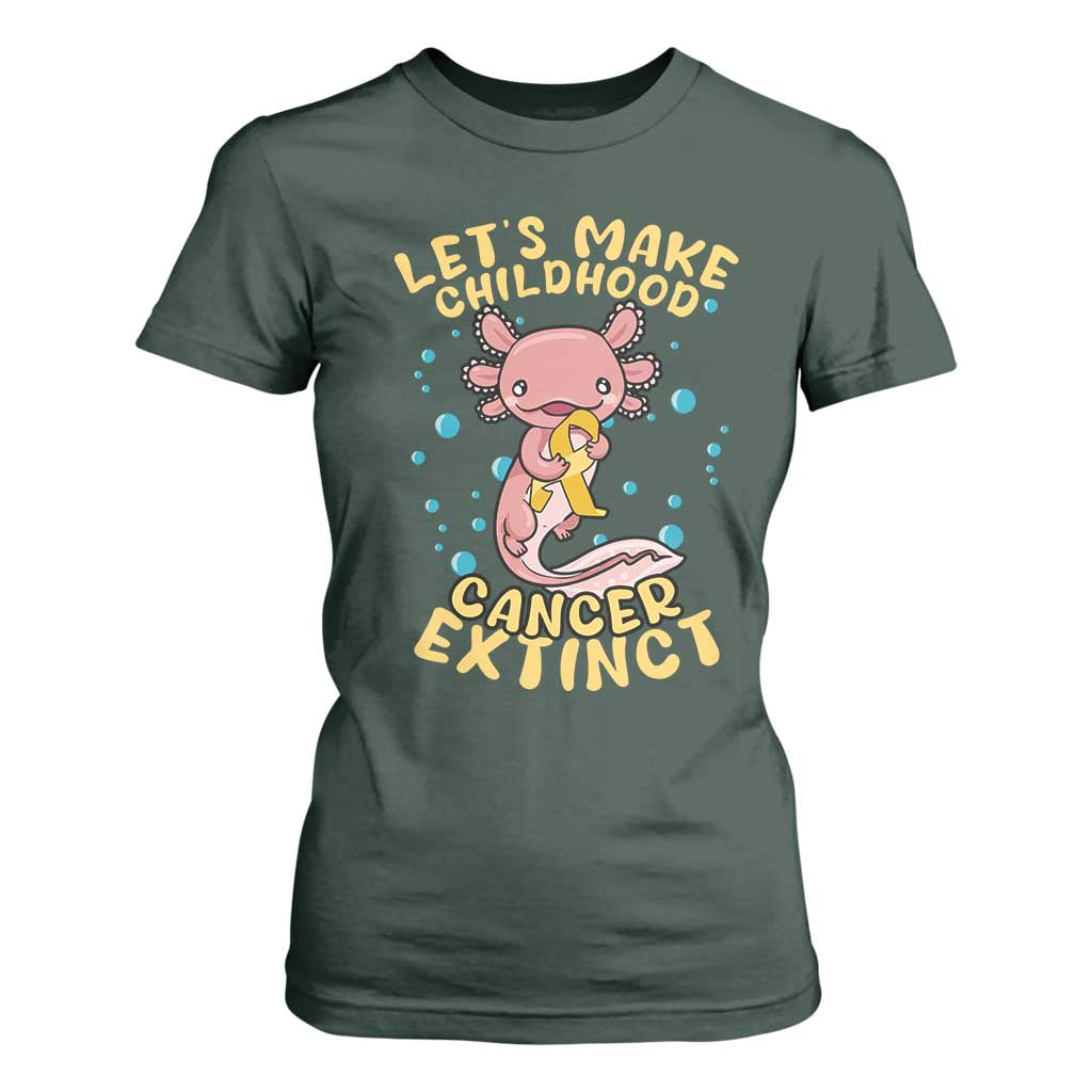 Childhood Cancer Warrior Support T Shirt For Women Make Extinct Axolotl Pediatric Cancer