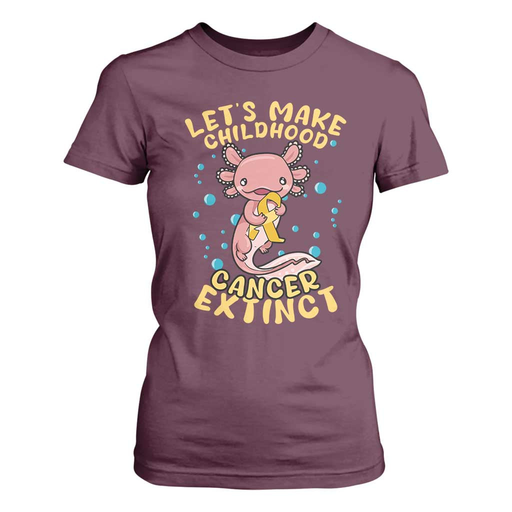 Childhood Cancer Warrior Support T Shirt For Women Make Extinct Axolotl Pediatric Cancer
