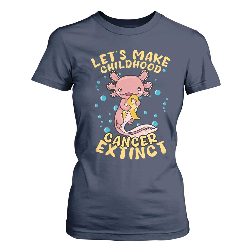 Childhood Cancer Warrior Support T Shirt For Women Make Extinct Axolotl Pediatric Cancer