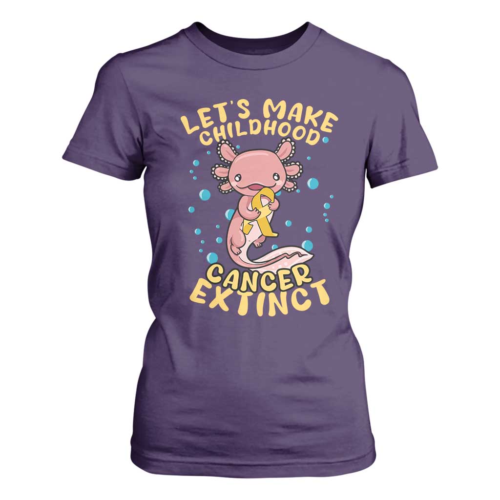 Childhood Cancer Warrior Support T Shirt For Women Make Extinct Axolotl Pediatric Cancer