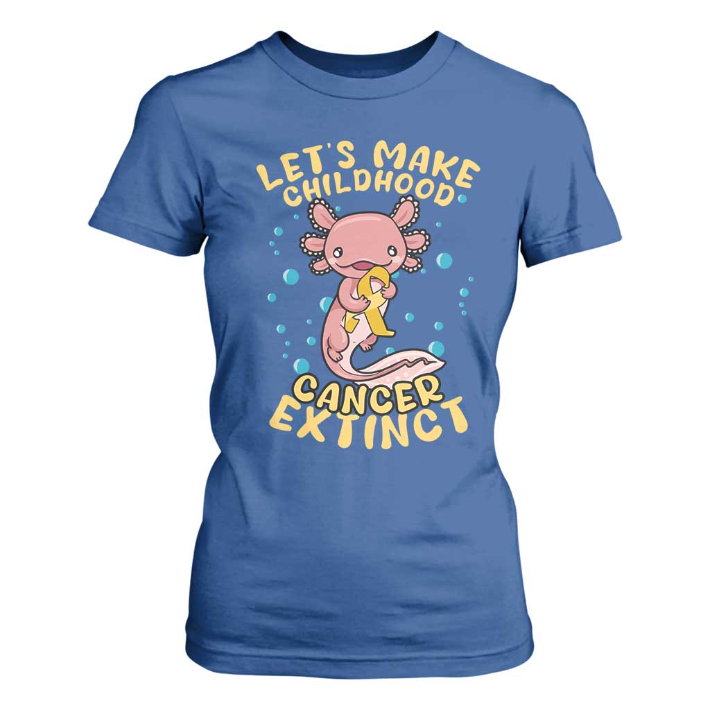 Childhood Cancer Warrior Support T Shirt For Women Make Extinct Axolotl Pediatric Cancer