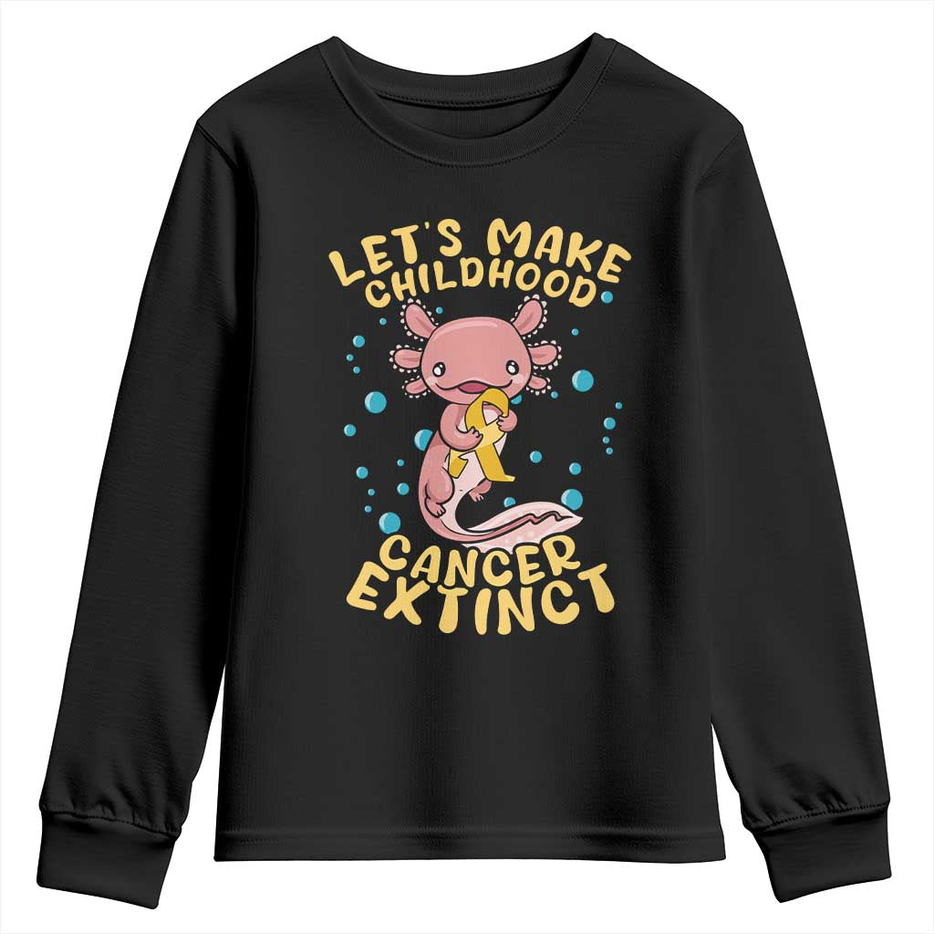 Childhood Cancer Warrior Support Youth Sweatshirt Make Extinct Axolotl Pediatric Cancer