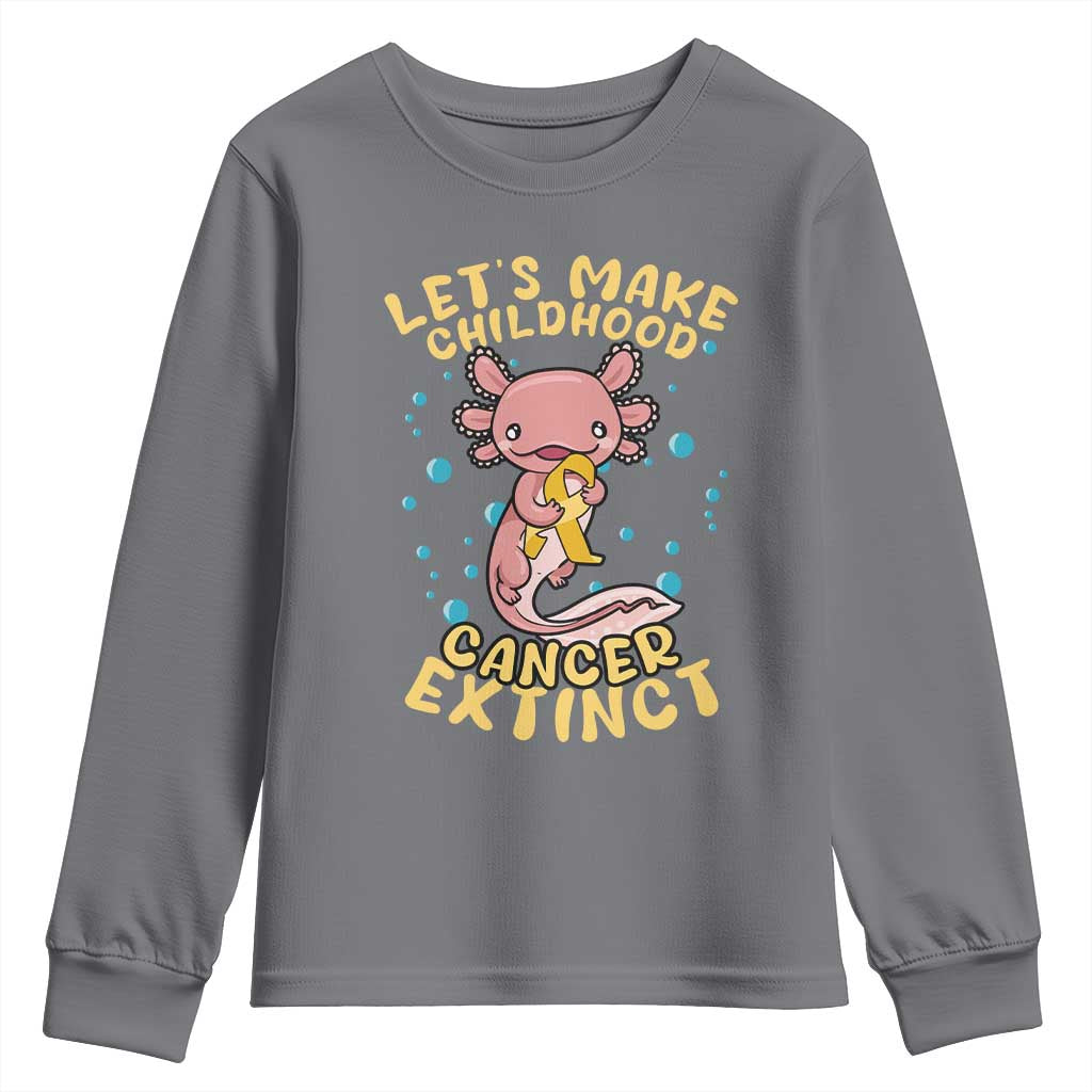 Childhood Cancer Warrior Support Youth Sweatshirt Make Extinct Axolotl Pediatric Cancer