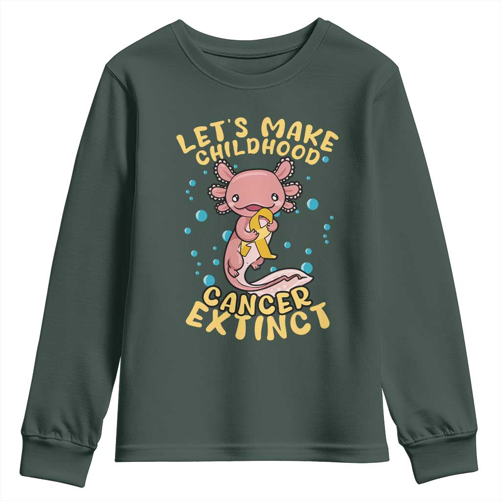 Childhood Cancer Warrior Support Youth Sweatshirt Make Extinct Axolotl Pediatric Cancer