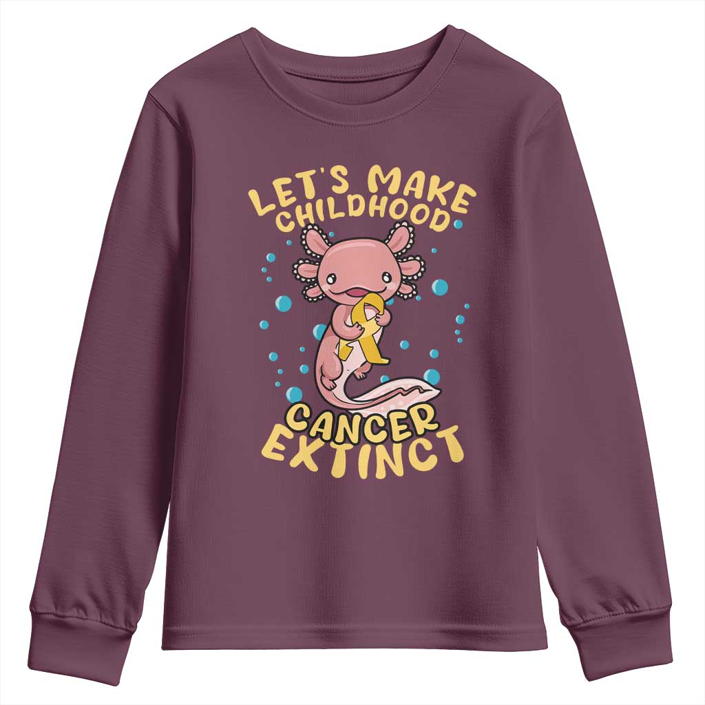 Childhood Cancer Warrior Support Youth Sweatshirt Make Extinct Axolotl Pediatric Cancer