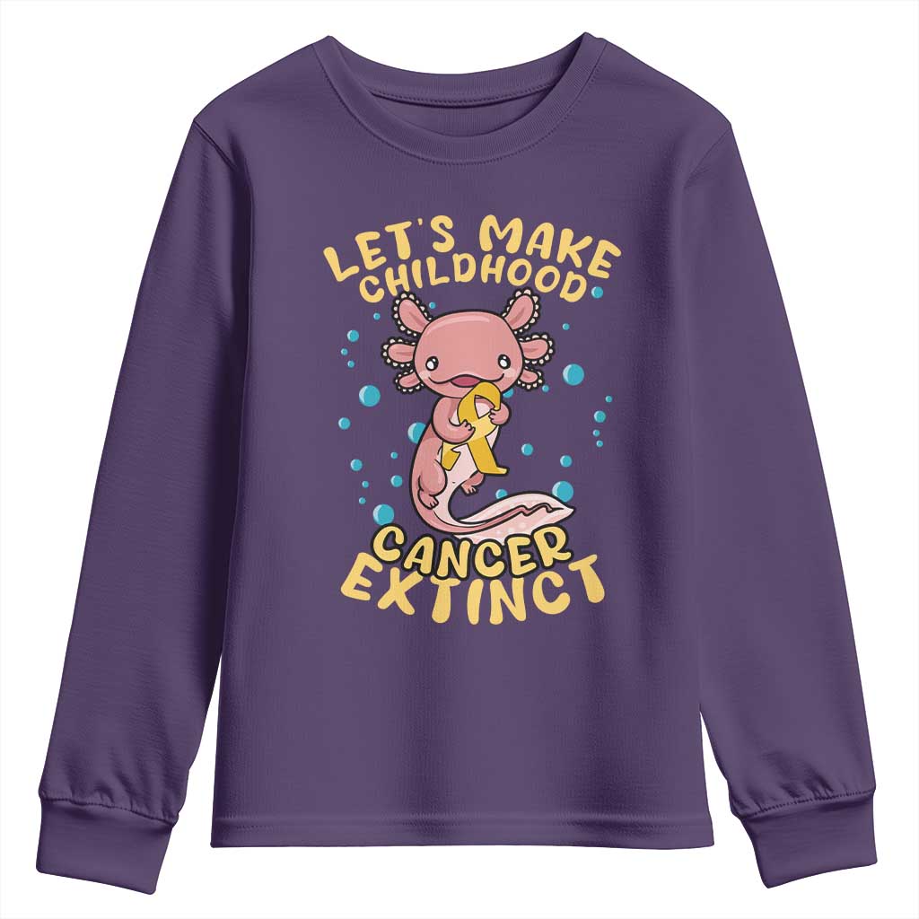 Childhood Cancer Warrior Support Youth Sweatshirt Make Extinct Axolotl Pediatric Cancer