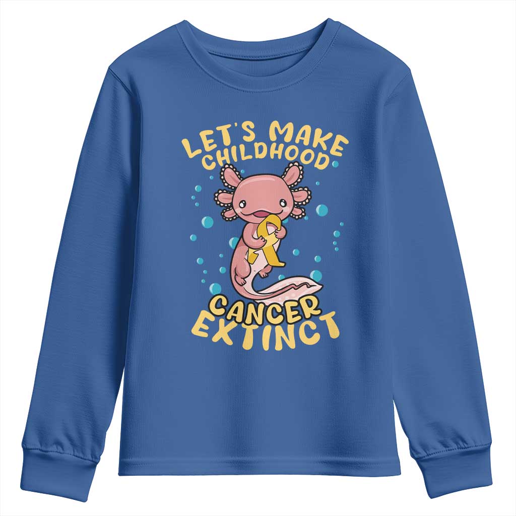 Childhood Cancer Warrior Support Youth Sweatshirt Make Extinct Axolotl Pediatric Cancer