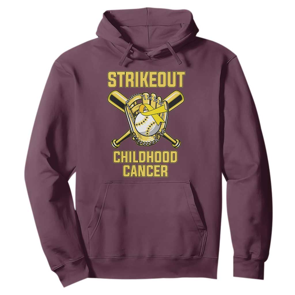 Childhood Cancer Warrior Support Hoodie Strikeout Baseball Pediatric Cancer