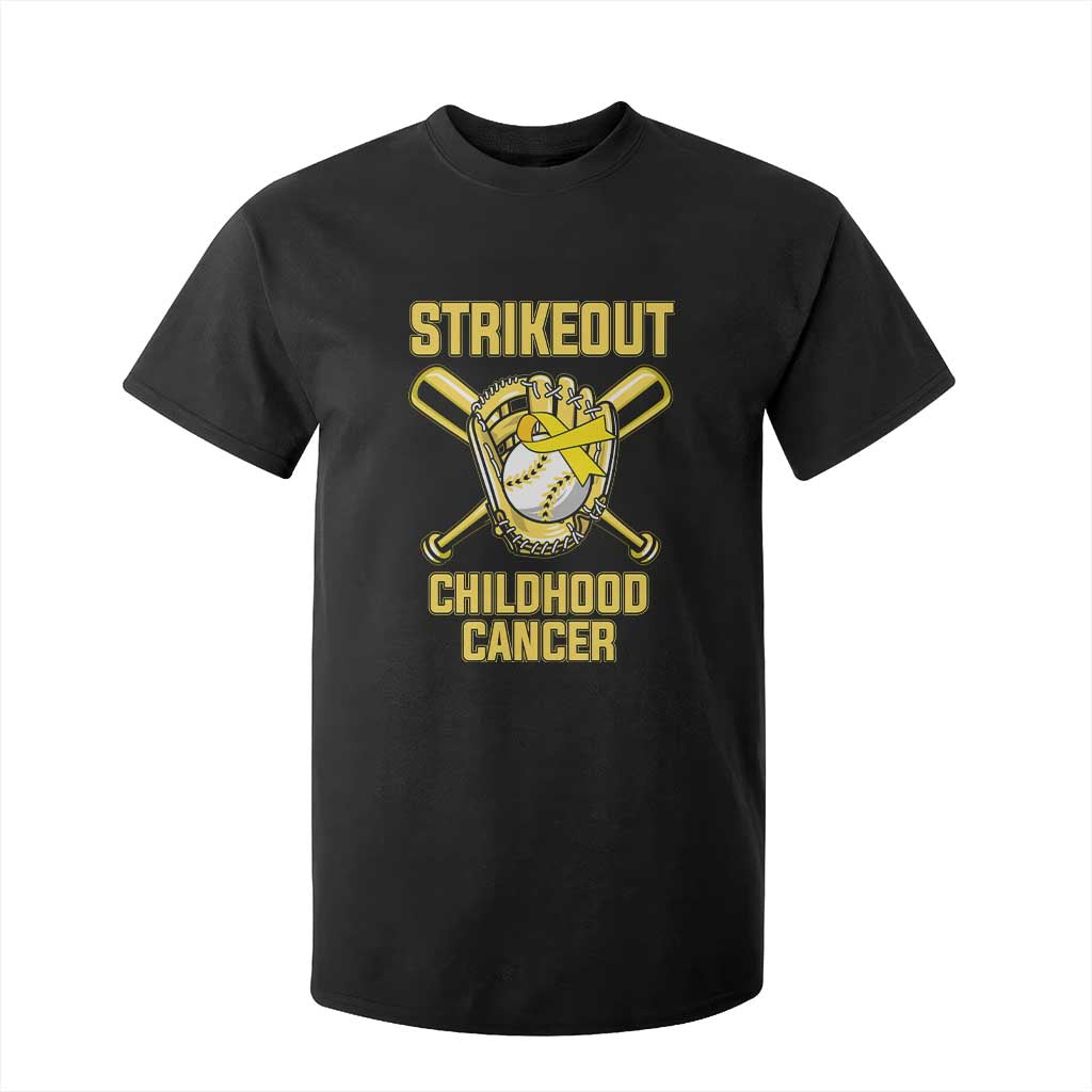 Childhood Cancer Warrior Support T Shirt For Kid Strikeout Baseball Pediatric Cancer