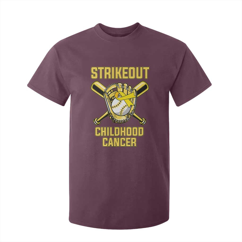 Childhood Cancer Warrior Support T Shirt For Kid Strikeout Baseball Pediatric Cancer