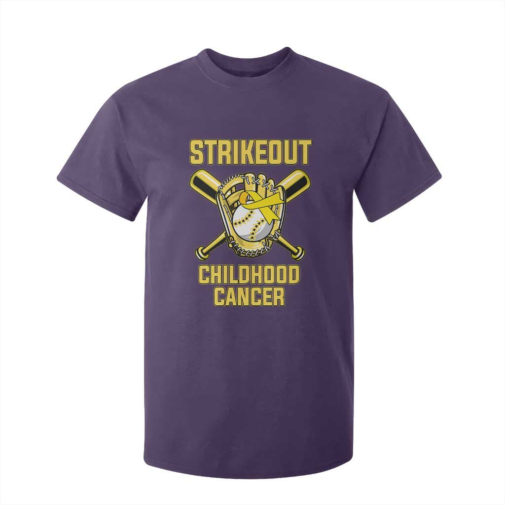Childhood Cancer Warrior Support T Shirt For Kid Strikeout Baseball Pediatric Cancer